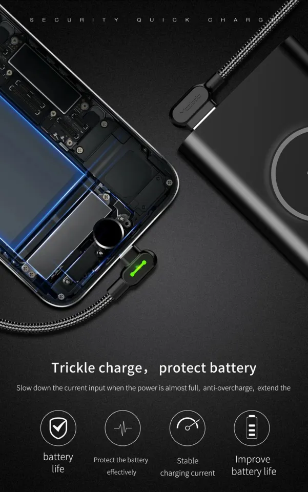 Mcdodo 90 Degree Right Angle USB Charging Cable For IPhone 14/13/12/11/8 & More - 4ft/6ft/10ft Nylon, Fast Charge, LED Light