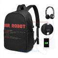 Funny Graphic print MR ROBOT fsociety00 dat USB Charge Backpack men School bags Women bag Travel laptop bag.