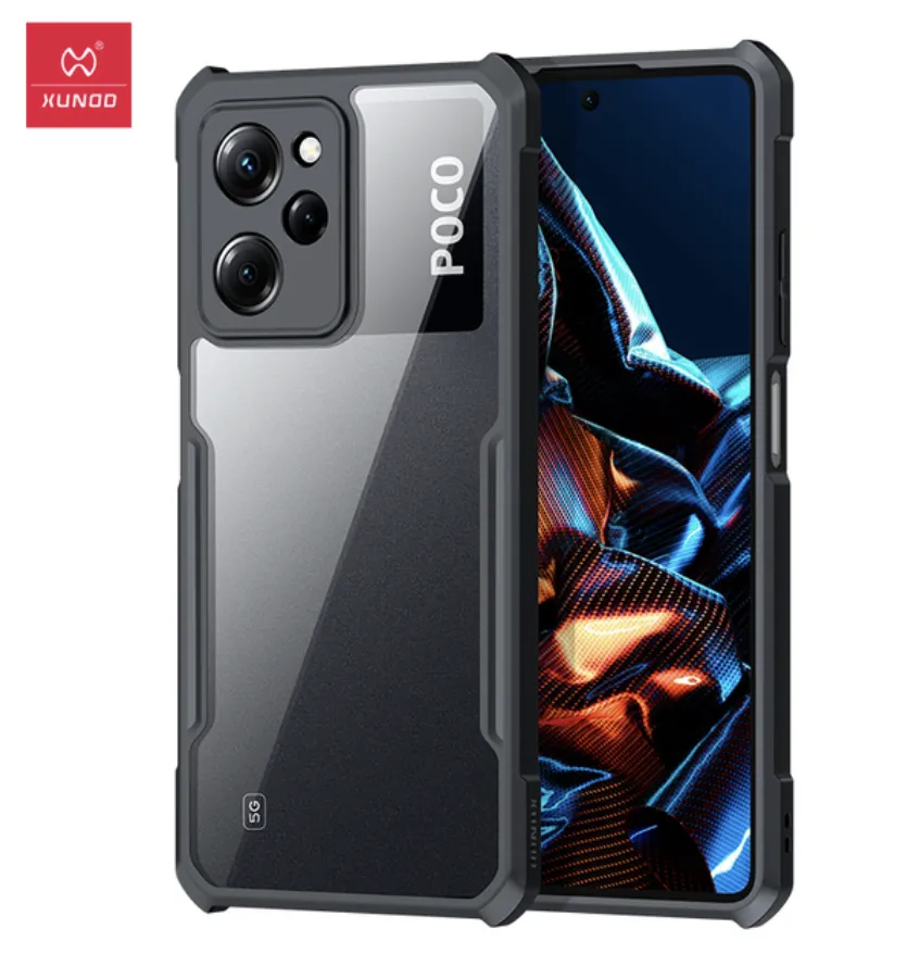 HAOYE Cover Per Xiaomi POCO X5 Pro 5G | Custodia Rugged Trasparente Blu Scuro Con Protezione Schermo Integrata