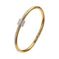 New gold titanium steel bracelet for women, high-end zircon couple bracelet, light luxury plain ring bracelet, hand jewelry. 