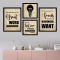 Motivational Wall Posters For Home Office Work Station - 4 Pcs Motivational Quote Stickers.