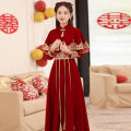 Chinese Toast Gown Winter Bride2023New Red Simple Style Xiuhe Engagement Dress Women. 