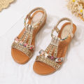 Cross-Border plus Size43Sandals Fairy Style2023Summer New Korean Style Wedge Student Fashion Seaside Beach Shoes Women. 