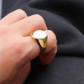 Chris April 316L stainless steel PVD chunky gold rings women plated oval signet ring.