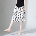 Bow Print Chiffon Skirt Maternity Dress2023Loose High Waist Drooping Mid-LengthaLine Skirt Belly Support Skirt. 