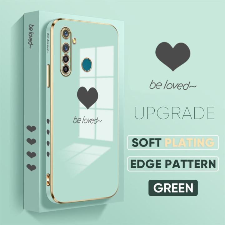 TA for Realme Pro Back Cover Free Lanyard Simple Love Luxury 6D Plating  Case Side Pattern Soft Silicone Square Phone Cases