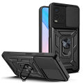 For VIVO Y21 2021 / Y21T/ Case Armor Ring Slide Push Pull Window Camera Protect Ring Kickstand For VIVO Y21S / Y33S Cover. 