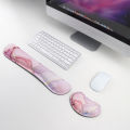 Long rubber keyboard rest, rubber mouse wrist guard, milk silk fabric, memory foam, rebound, soft and comfortable office. 