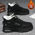 Winter men's shoes, new fleece high-top martin boots, men's trend, versatile, thickened warm cotton shoes, cargo shoes, short boots.