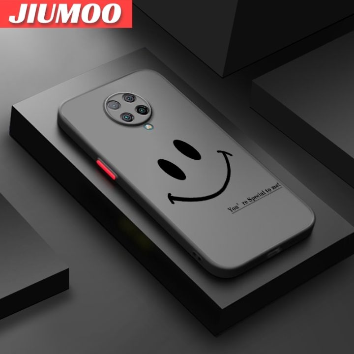 JIUMOO For Redmi K30 Pro Xiaomi Poco F2 Pro Case Fashion Simple Smile Face Frosted Transparent Back Cover Lens Camera Protect Phone Case Edge Full Cover Casing Hard Cases
