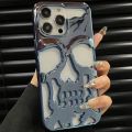 3D Hollow Skull Callous Phone Case for iPhone 15 14 ProMax Plus 13 12 11 Pro Max Luxury Plating Shockproof Ghostface Soft Cover.