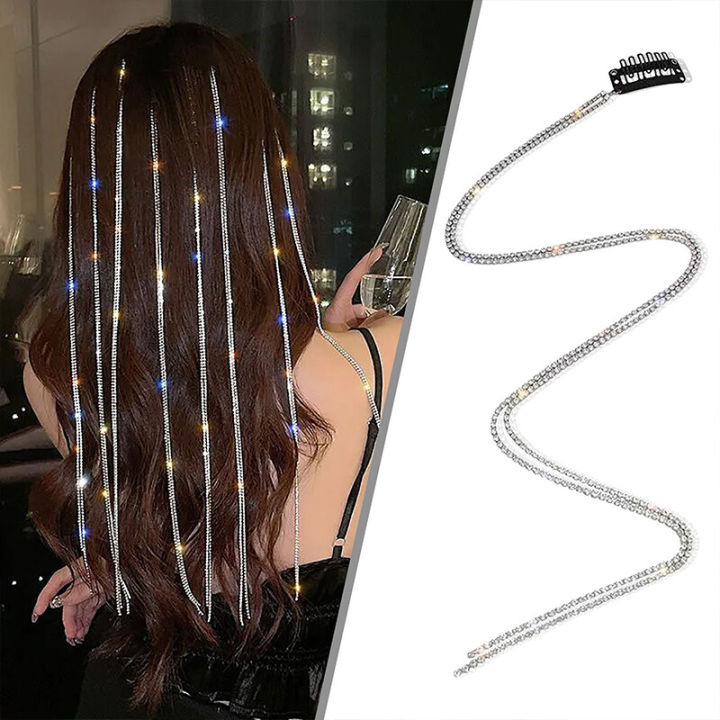 Girls Strand Crystal Extension Gift Women For Ponytails Bling Clips Accessories Decorative Chains Rhinestone Hair