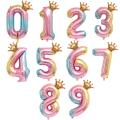 【Lejia】1pc 32Inch Number Foil Balloon Crown Figure 0-9 Birthday Kids Birthday Decoration Ball Supplies. 