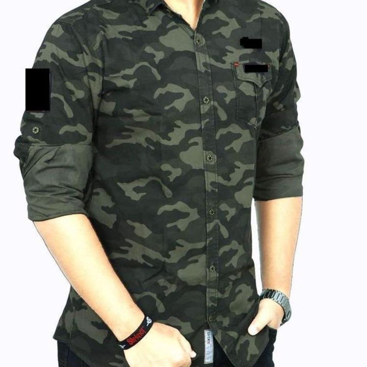 Army Green Cotton Long Sleeve Casual Shirt For Men - Army Green Shirt