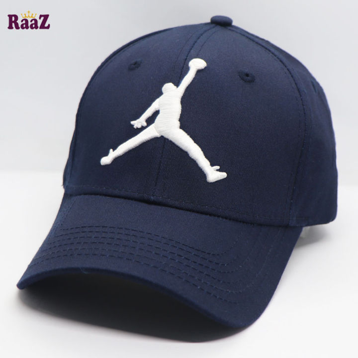 Navy%20Blue%20Jordan%20Embroidery%20Logo%20Cotton%20Curved%20Cap%20-%20Image%202