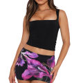 Women Wide Straps Camisoles Solid Color/Floral Print Sleeveless Sling Tank Tops Summer Exposed Navel Vests Crop Tops Streetwear.