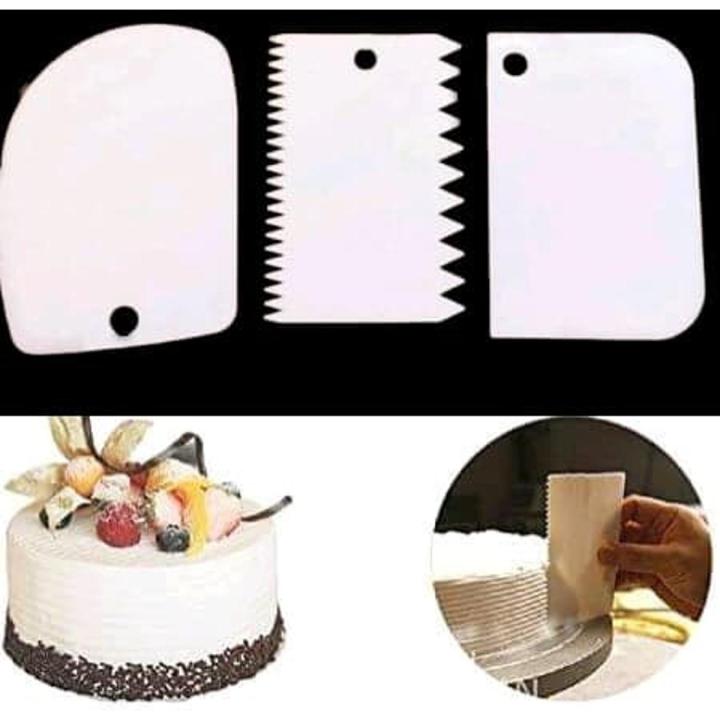 3Pcs Plastic Fondant Cake Cream Scraper Spatula Dough Cutter Kitchen Baking Tool
