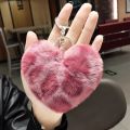 Leopard pri Fluffy Fur Pom Pom Keychain Soft Faux Fur-like Ball Car Keyring Key Holder Women Bag Pendant Jewelry Keychain Charms.