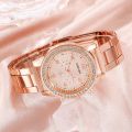 6PCS Set Women Rose Gold Luxury Quartz Watch Rhinestone Fashion Wristwatch Casual Ladies Watches Bracelet Set Clock Montre Femme. 