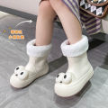 Parent-child rain boots women's fashion big eye rain boots medium tube thick-soled waterproof children's corset mouth shoes.