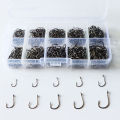 500pcs/set 3#-12# Fishing Hooks Carbon Steel Black Fishhooks With Retail Box. 