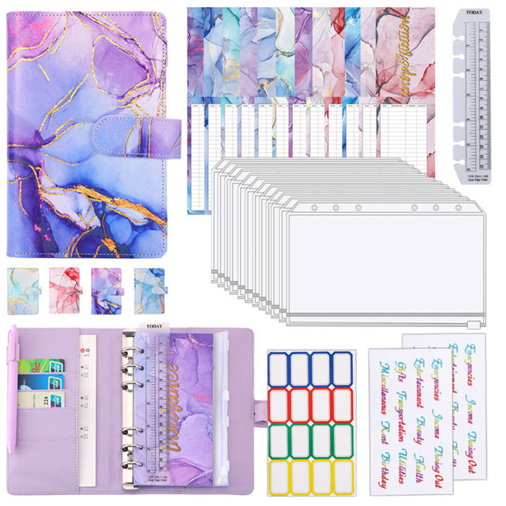 Marble Pattern Notebook Loose-leaf Notebook Binder Budget Planner Money Organizer Cash Budget Financial Planner Hand Book