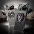 Rotation Gyroscope Magnetic Stand Phone Case For iPhone 14 13 11 12 15 Pro Max 15Plus Large Windows Full Lens Protection Cover.
