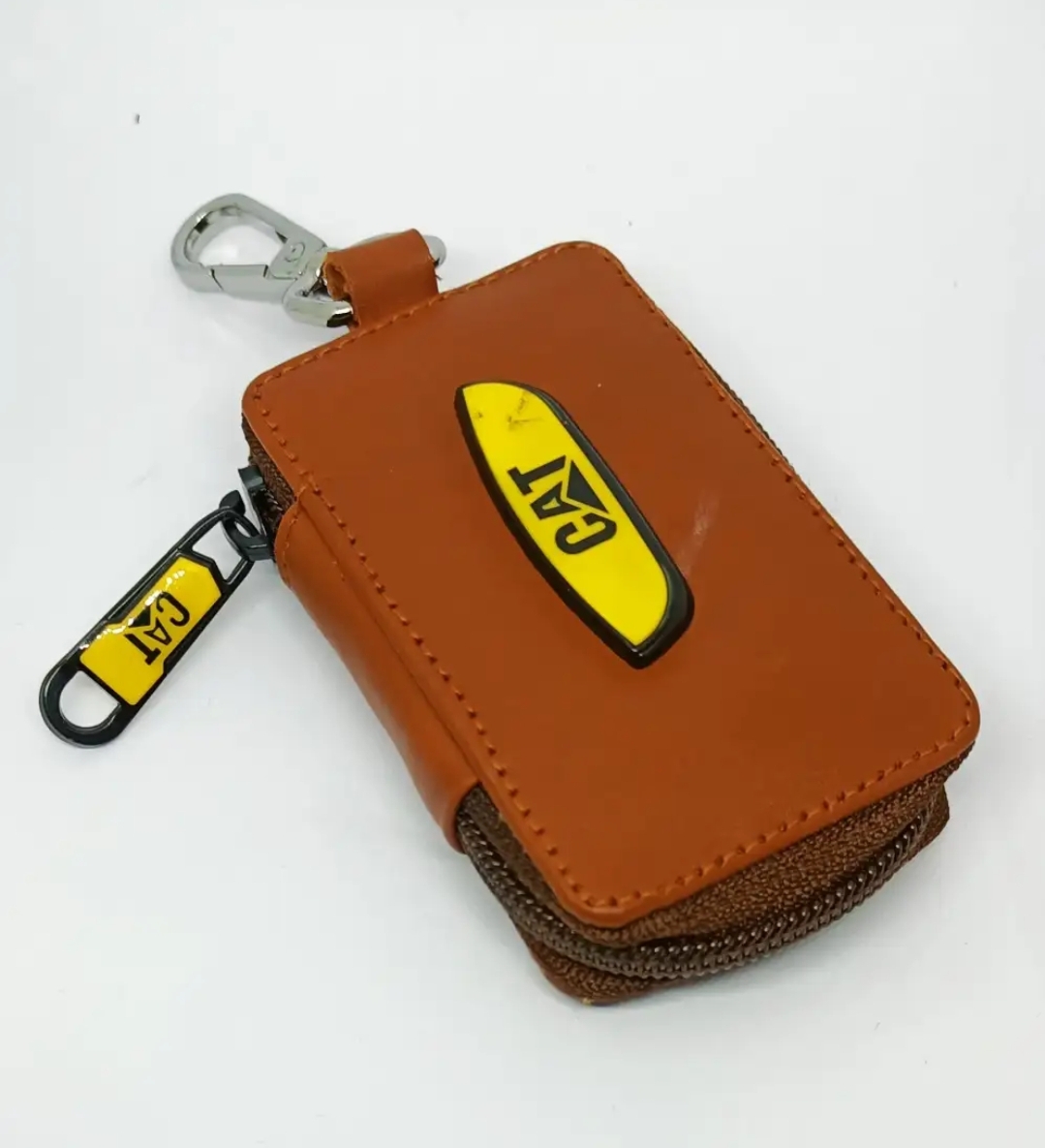 Cat Premium 100% Leather Wallet for Men | Zipper Key Ring for Bikers/Car/Bike/Home/Office - Chocolate/Black/Coffee Colors
