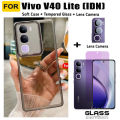 Vivo V40 Lite 4G Shockproof Silicone Phone Case with Camera Protective 3 in 1 Vivo V40Lite 5G Anti Spy Screen Protector Soft Ceramic Matte Privacy Protector and Camera Lens Film.