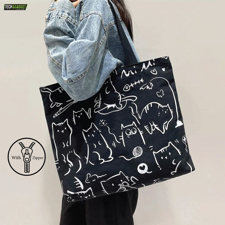 TandG%20Canvas%20Zipper%20Tote%20Bag%20with%20Cute%20Cats%20Design%20for%20Women%20Trendy%20Off-White%20-%20Image%207