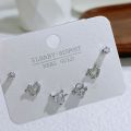 SLBABY Silver Three-Pair Combo Set Stud Earrings Women's 925 Silver Pin Korean Version New Exquisite and Versatile Earrings. 