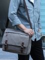 Canvas Laptop Shoulder Bag Messenger Bag Men Casual Crossbody Bags School Bookbag. 