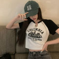 2024 New Sweet and Spicy American Retro Design Short Student Top Trendy Hot Girl V Collar Short Sleeve T Women's Summer T-shirt. 