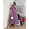 Ladies Cotton Soft Maxi Dress – Comfortable Buttoned Style for Women.