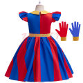 Pomni Costumes Kids Dress Costume Cartoon TV Amazing Cosplay Digital Circus Disguise Glove Hat Child Girls Halloween Party Suit.
