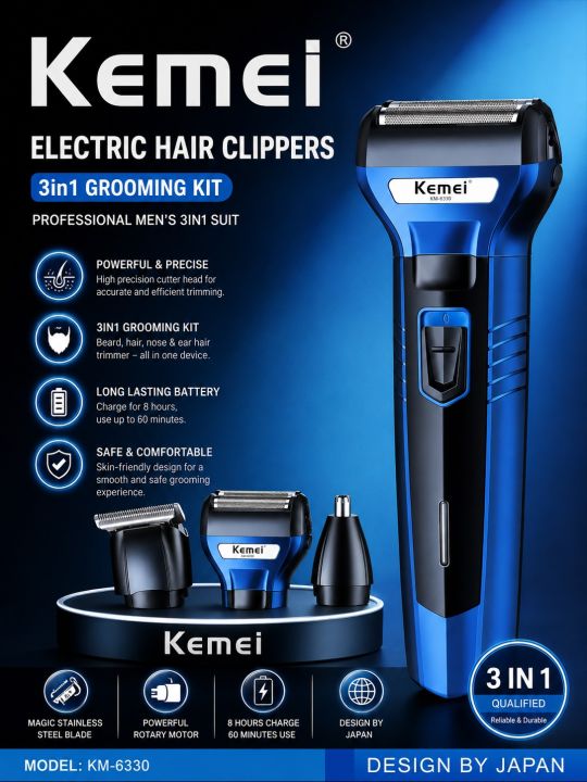 Kemei%20KM-6330%20Professional%203-in-1%20Electric%20Hair%20Clipper%20&%20Grooming%20Kit%20-%20Image%202