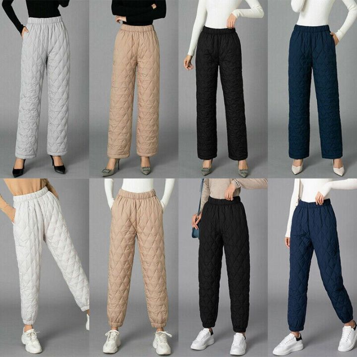 Women%20Casual%20Warm%20Pants%20Padded%20Quilted%20Thermal%20Trousers%20Elastic%20Waist%20Sweatpants%20Winter%20-%20Image%204