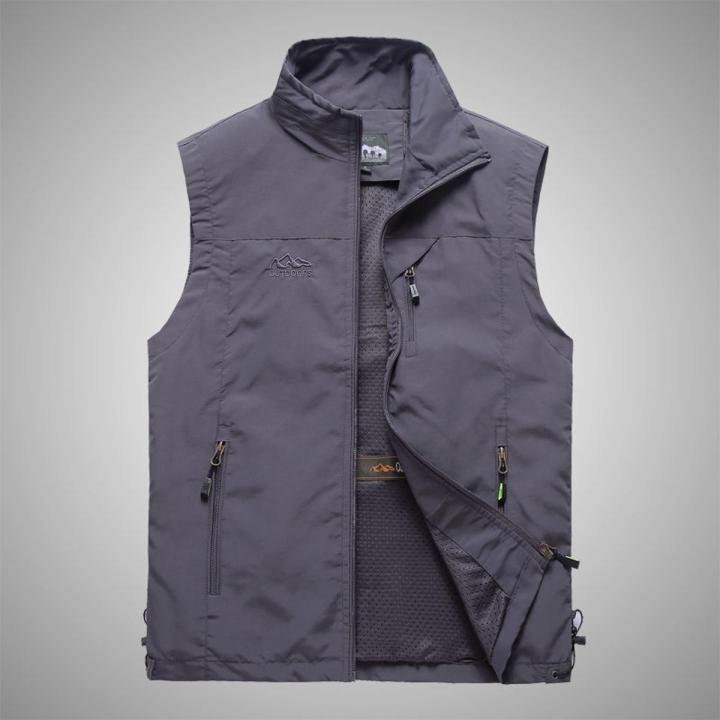 2022Vest Man Thin Outdoor Waistcoat Casual Coat Spring and Autumn Fishing Vest Jacket Vest Man Large Size Outdoor