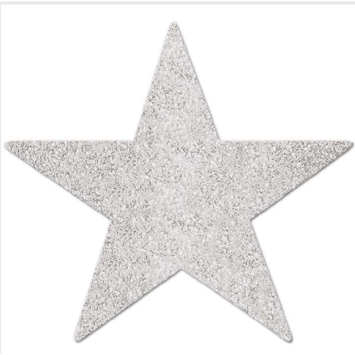 Glittery Silver Star Stickers Pack - 10 Pcs