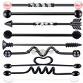 9PC Stainless Steel Heart Industrial Piercing Set Earring Cartilage Industrial Barbell for Women Unisex Body Jewelry.