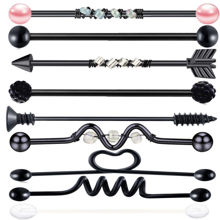 9PC%20Stainless%20Steel%20Heart%20Industrial%20Piercing%20Set%20Earring%20Cartilage%20Industrial%20Barbell%20for%20Women%20Unisex%20Body%20Jewelry%20-%20Image%202
