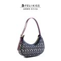 【FelikissFeili's Kiss】Classic Cowhide Knitted Embroidered New One-Shoulder Crossbody Underarm Bag 5005#.