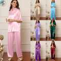 Stylish Slumber: Women’s Silky Pajama Set for Cozy Nights. 