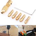 3.17mm Mini Drill Chucks Set 5 In 1 Electric Motor 3.17mm Shaft Hole Micro Clamp Socket Adapter With 1Pcs Wrench & Gold 0.5mm 1mm 1.5mm 2mm 2.5mm 3mm Drill Bit Gauge Drill Chuck DIY Drill Machine Parts.
