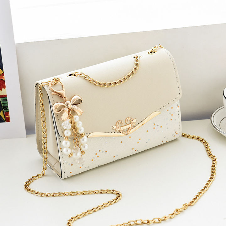 Trendy Chinese PU Leather Women one shoulder sequins Crossbody bags