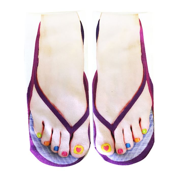 5%20Pair%20Flip%20Flop%20Socks%203D%20Pattern%20Manicure%20Print%20Running%20Socks%20Women%20-%20Image%205