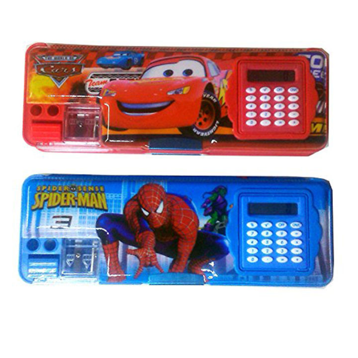 Magical Pencil Box With 8 Digit Calculator And Double Pencil Sharpener And Chamber Random Color 1box