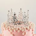 Mini Crown for Kids Birthday Baby Shower Party Cake Topper Baking Decor Elegant Pearl Crystal Crown DIY Baking Cake Topper Decoration Hair Ornaments.