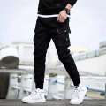 men's cargo pants  students loose overalls casual multi-pocket Korean jogger pants  Ankle-Length Pants fashion Elastic waistline. 