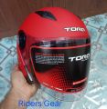 Torq Atom Mat Red Halfface Helmet With Sunvisor.. 